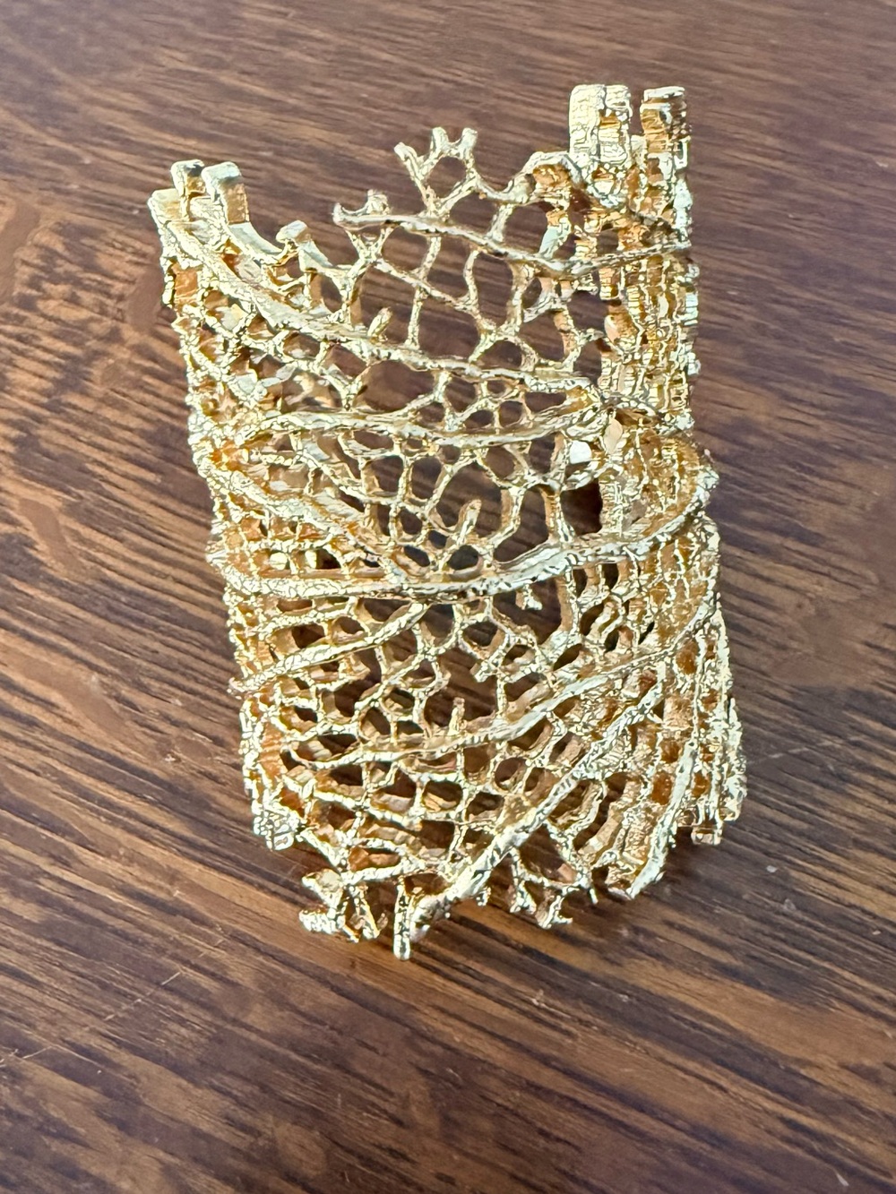 Gold Coral Lace Statement Cuff Bracelet - Picture 5 of 7